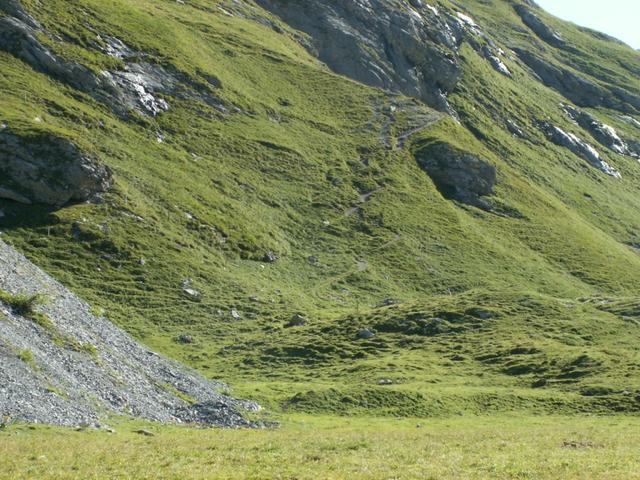 bei Ober Sand führt der Weg nun aufwärts Richtung Beggilücke