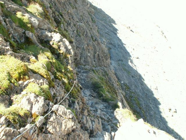 die Schlüsselstelle beim Abstieg von der Claridenhütte