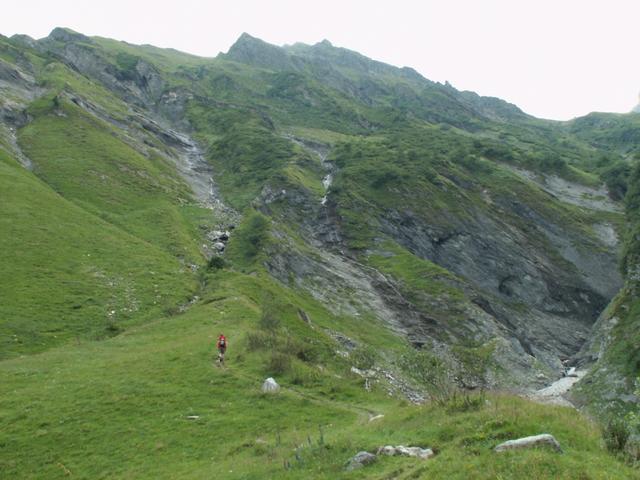 über Alpgelände bei Alp Biflen führt der Weg aufwärts