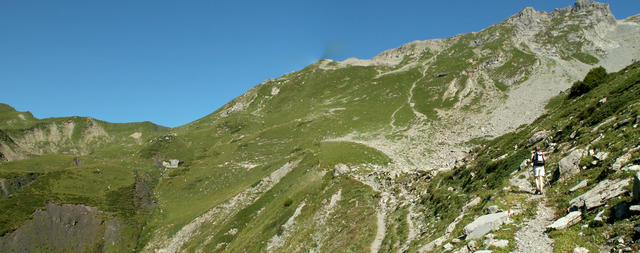 Breitbildfoto vom Oberst See aus gesehen Richtung Fläscher Fürggli