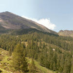 Breitbildfoto von Alpe de Bec sura Richtung Pass Buffalora und Cima de Nomnom