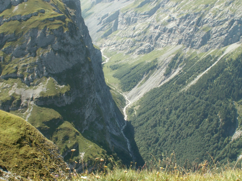 Blick runter zum Sandbach und der Pantenbrücke