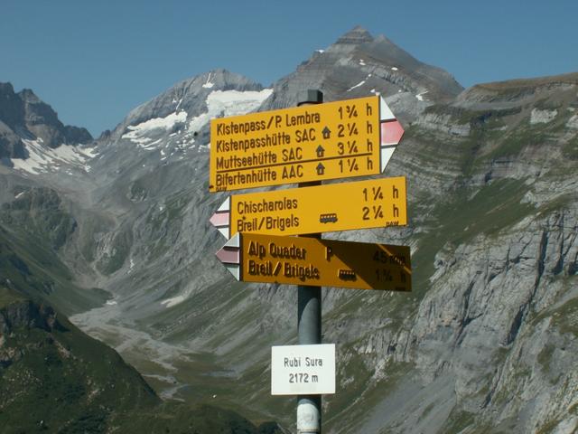 Wegweiser auf Rubi Sura 2172 m.ü.M.