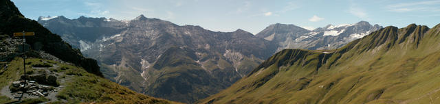 Breitbildfoto vom Heidelpass, Richtung Ringelspitz-Sardona Gebiet