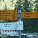 Wegweiser bei Chlüstalden 1063 m.ü.M.