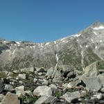 Breitbildfoto mit Piz Medel, Pass d'Uffiern, Cima di Garina und das Val Camadra