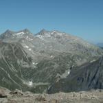 Piz Valdraus, Piz Gaglianera, Piz Vial und Piz Greina mit Greina Ebene