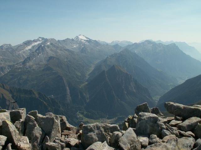Blick ins Val di Carassino im Hintergrund der Rheinwaldhorn