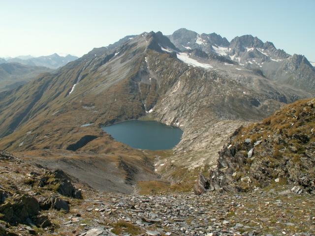 bei Verzaira Punkt 2595 m.ü.M. mit Blick auf den Lago Retico