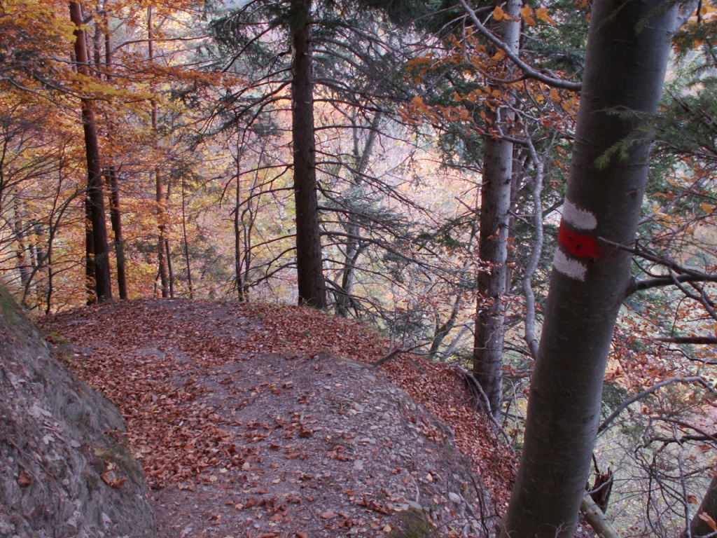 wir haben Punkt 739 m.ü.M. erreicht. Der Bergpfad führt einem nun um die Felsbarriere