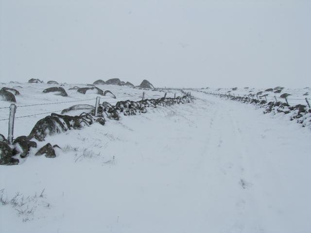 ein Weg der immer mehr durch Schnee bedeckt wird