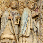 Maria rechts und Petrus links mit Schlüssel für ins Himmelreich