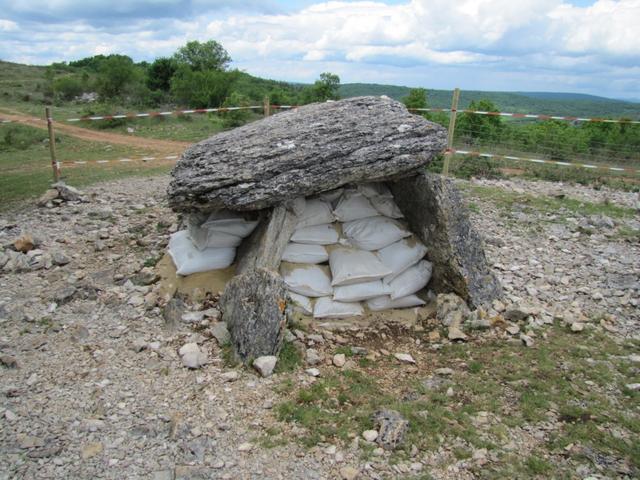 der bekannteste Dolmen kurz nach Gréalou, leider eingestürzt