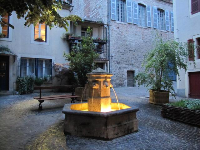 der beleuchtete "Hundebrunnen"