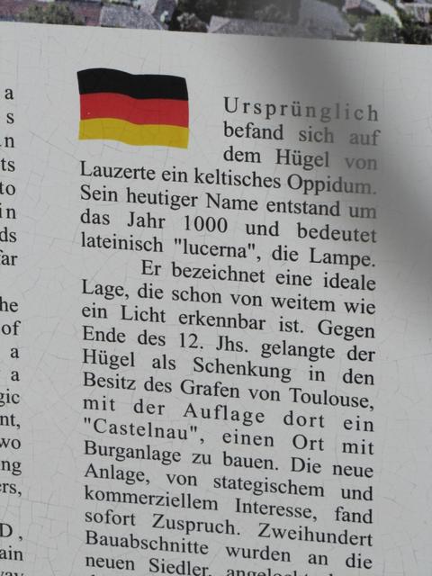 Infotafel über die Geschichte von Lauzerte Teil 1