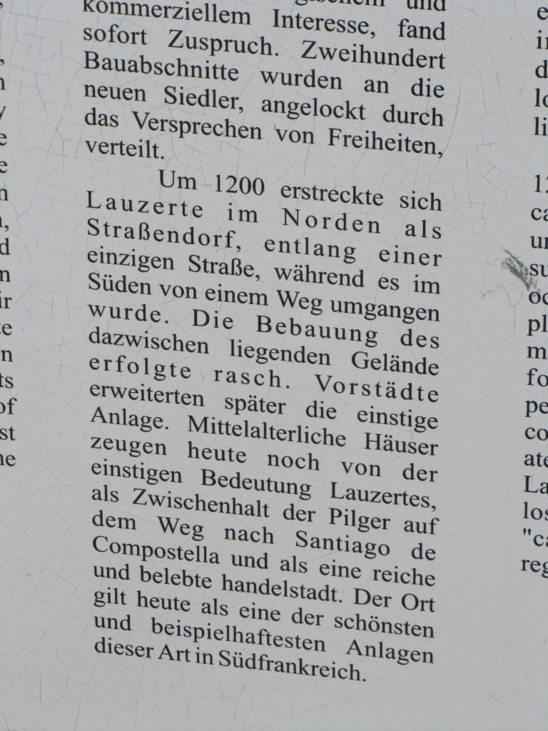 Infotafel über die Geschichte von Lauzerte Teil 2