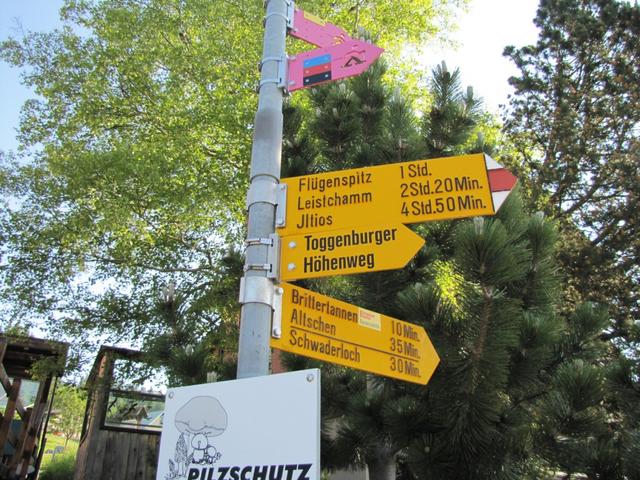 Wegweiser bei Arvenbüel 1273 m.ü.M.