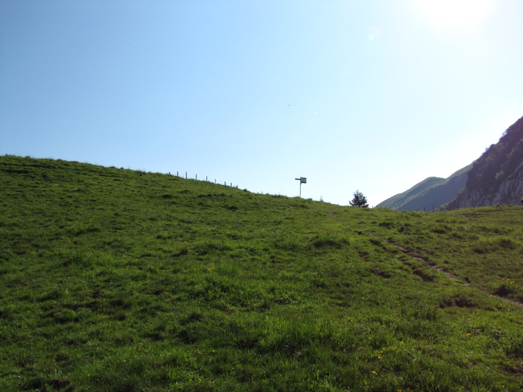 wir haben First auf 1663 m.ü.M. erreicht. Rechts geht es weiter Richtung Leistchamm