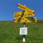 Wegweiser beim Zanutscher-Boden 1896 m.ü.M. Weiter geht es Richtung Spundätscha