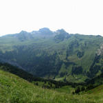 schönes Breitbildfoto vom Roggenstock Richtung Druesberg und Hoch-Ybrig. Auf dem Druesberg waren wir auch schon