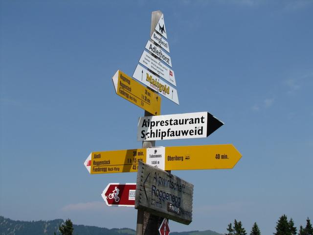 Wegweiser bei Schlipfauweid 1454 m.ü.M.