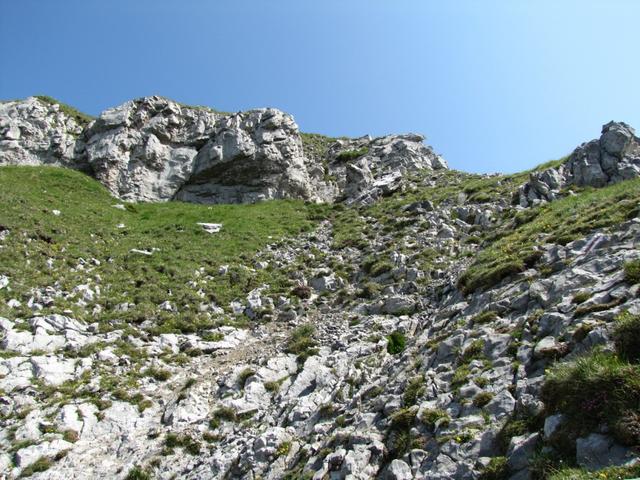 bald haben wir die Schlüsselstelle mit dem kleinen Couloir erreicht