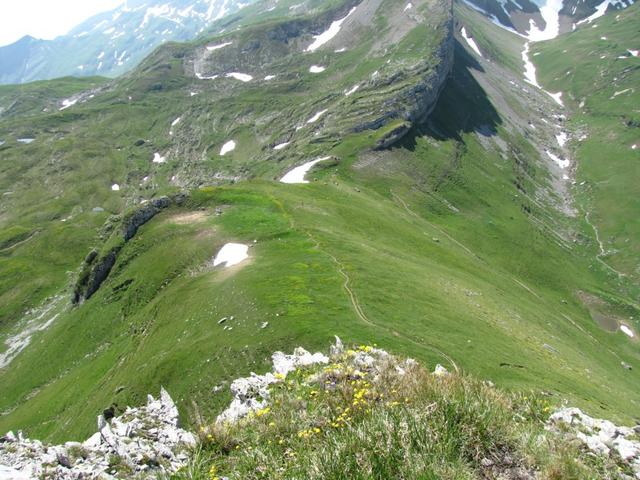 Blick von oben zum Isisixgrat