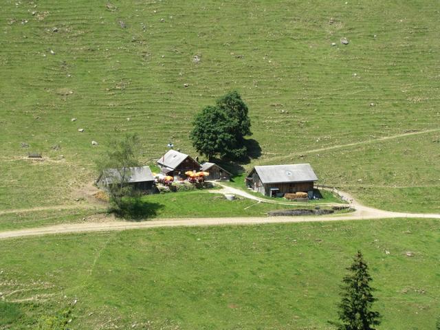Blick zu den Alphütten von Sess im Valspuus
