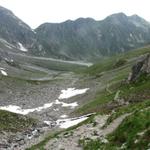 Blick zurück. Rechts gut sîchtbar der gut angelegte Bergpfad