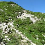 nach der Alphütte Rentiert Dadens führt der Weg zuerst aufwärts Richtung Tenigerbad