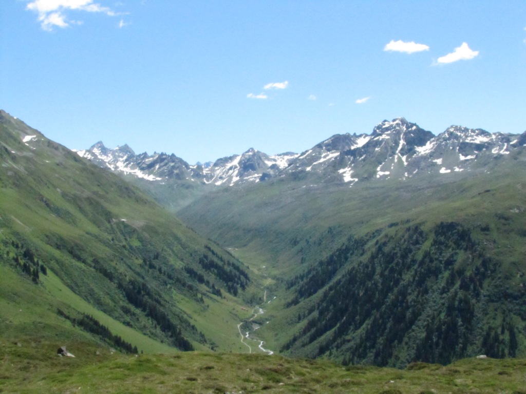 Blick ins Schlappintal mit Gross Seehorn und Gross Litzner