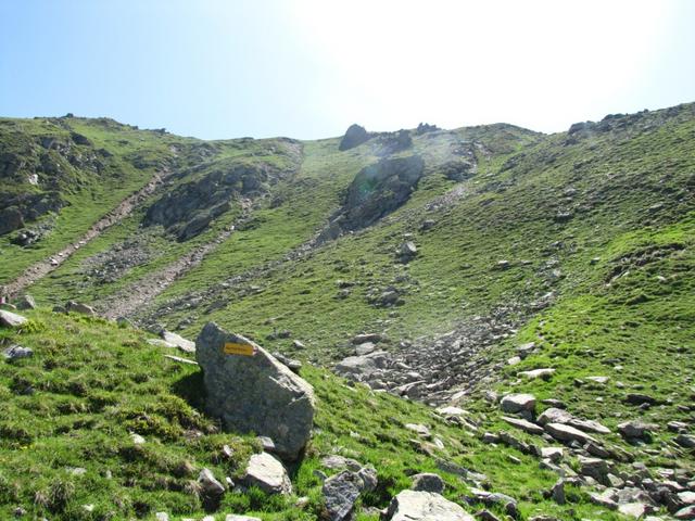 bei Punkt 2259 m.ü.M. macht der Wanderweg auf der 25'000 Karte einen Bogen.