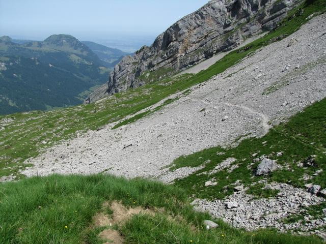 Bei Punkt 1660 m.ü.M. wandern wir jetzt nicht mehr zur Lufthütte sondern nach Lauibüel. Neue Wegführung