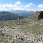 Blick Richtung Bergstation Mitteltälli der Pischabahn. Grässliche Gegend im Sommer