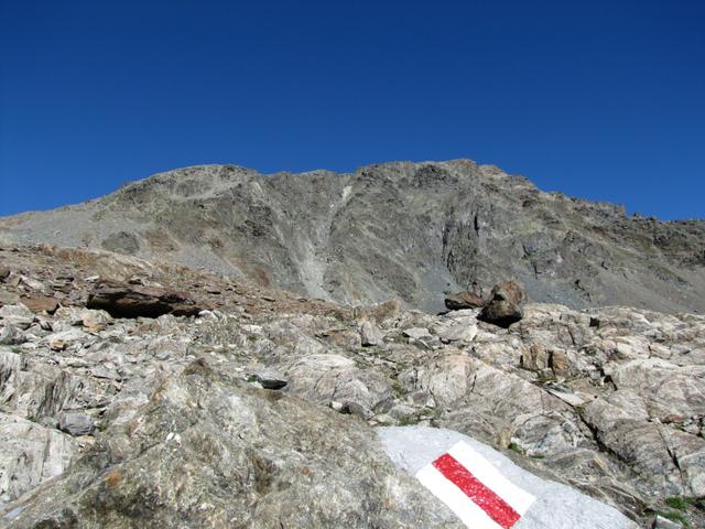 hier gut ersichtlich der Südostrücken vom Flüela Schwarzhorn. Über diesen Grat, werden wir den Flüela Schwarzhorn besteigen