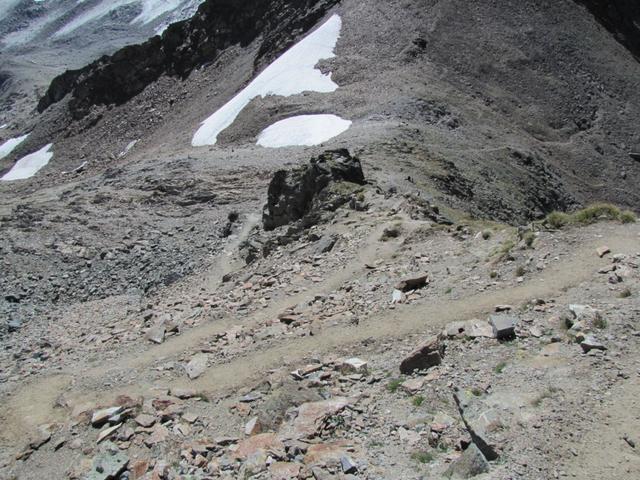 gut ersichtlich der Bergpfad der einem zur Schwarzhornfurgga führt