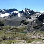 Breitbildfoto Richtung Piz Sarsura und Grialetsch Gletscher