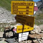 Wegweiser bei der Chamanna Grialetsch 2537 m.ü.M.