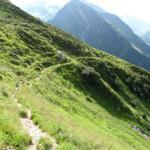 ein guter Bergweg führt einem runter zur Alp Garfiun