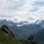 Blick zum Silvrettagletscher, Verstanclagletscher, Piz Silvretta und Piz Buin