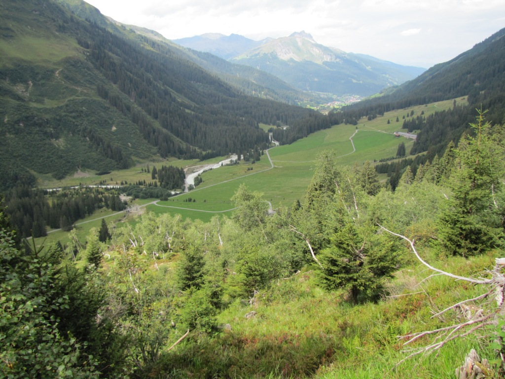 Blick runter zur Alp Pardenn und Monbiel im Hintergrund