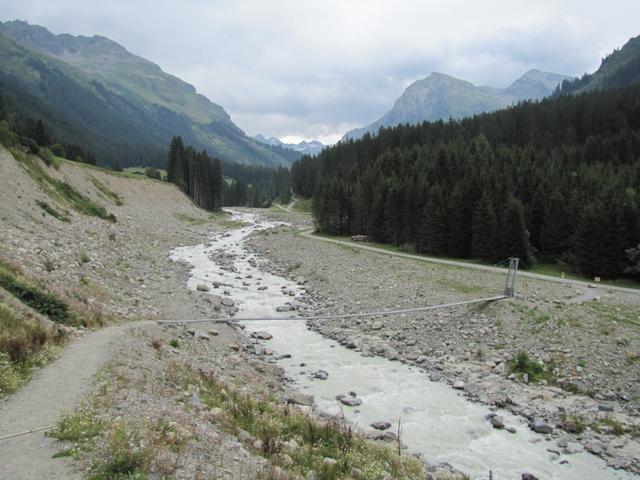 Blick Richtung Alp Garfiun und Silvretta. Gut ersichtlich die Landschaft die durch das Unwetter 2005 zerstört wurde