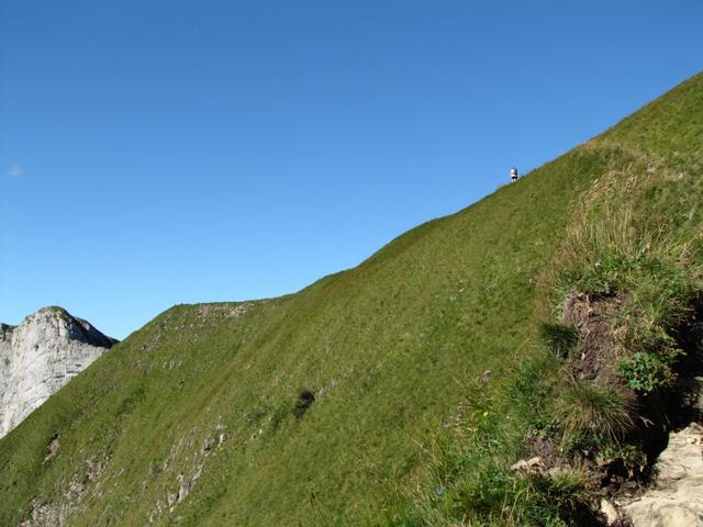 noch ein paar Schritte und wir sind auf dem Gemsmättli. Ein Wanderer vor uns hat den Grat schon erreicht