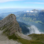 sehr schönes Breitbildfoto vom Sattel Punkt 2038 m.ü.M. aus gesehen, Richtung Wägitalersee