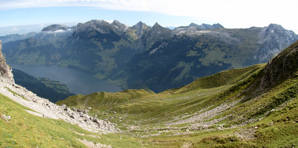 Blick in die Mulde der Fluebrigalp