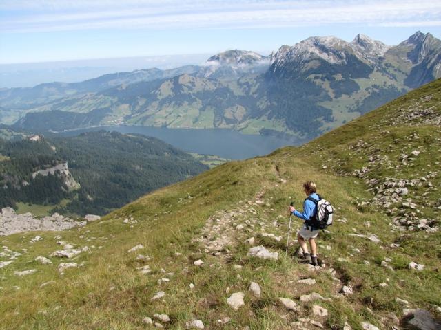 während dem abwärts laufen, hat man immer den Wägitalersee vor sich