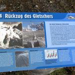 Informationstafel Gletscherlehrpfad. Auf Vollgrösse schalten, möchte man die Informationen lesen