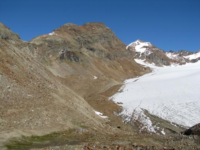 Blick zur Rote Furka. Übergang nach Österreich und zur der Klostertaler Hütte