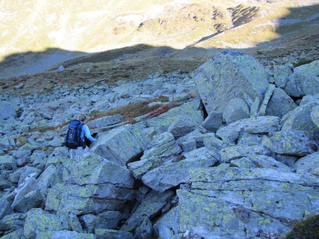 weglos über Blockschutt ging es danach aufwärts Richtung Ober Silvretta