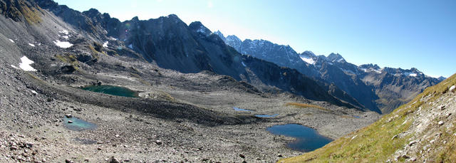 Breitbildfoto Seenlandschaft Ober Silvretta. 11 Seen haben wir gezählt. Sehr schön